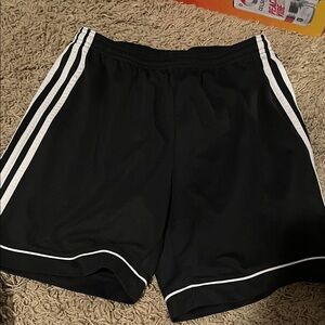 Black Athletic Men Youth Soccer Shorts with White Stripes